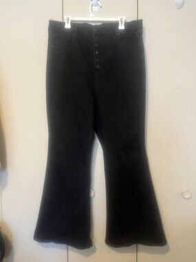 American Eagle Outfitters Black Flare Button-Front Jeans